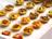 Tartelettes salées au chèvre, à la tapenade, au roquefort, au cèpe, au jambon et aux crevettes roses