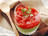 Verrines de purée de petits pois et gelée de tomate à l'agar-agar
