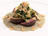 Pan-Fried Lambs' Kidneys with Garlic Chips, Eggplant Mash and Crunchy Zucchini