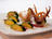 Chorizo Stuffed Squid and Zucchini Marinated in Olive Oil with Lemon Thyme