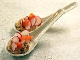 Cuillères de radis et crème de saumon