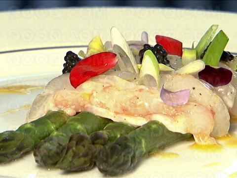 Céviche de langoustines et asperges vertes