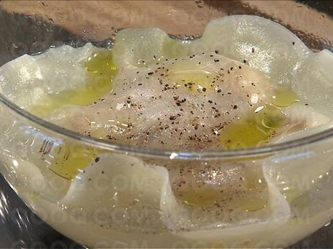 Ravioles de crevettes au bouillon fumé