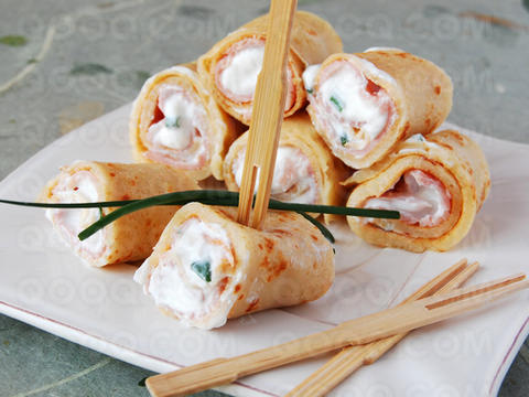 Roulés de crêpes jambon fromage