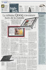 Pleine page dans le Figaro du lundi 31 octobre 2011
