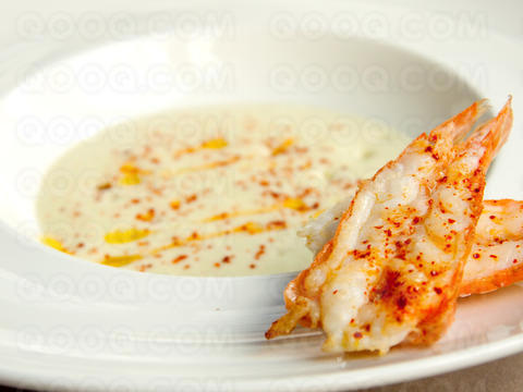 Orange Fennel Soup with Crispy Basil Shrimp