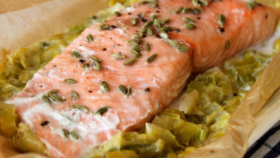 Papillotes De Saumon Sur Lit De Poireaux Qooq